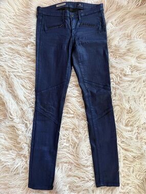 AG Adriano Goldschmied "The Moto Legging" Zipper Legging in Blue 26R